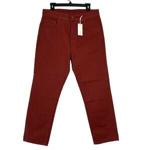 NWT 6397 Shorty Jeans High Rise 30 x 28 Brick Red Baggy Button Fly Crop Ankle